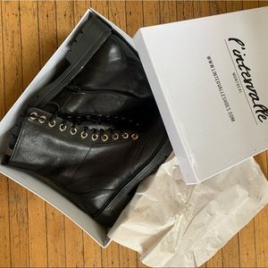 Brand new leather combat boots